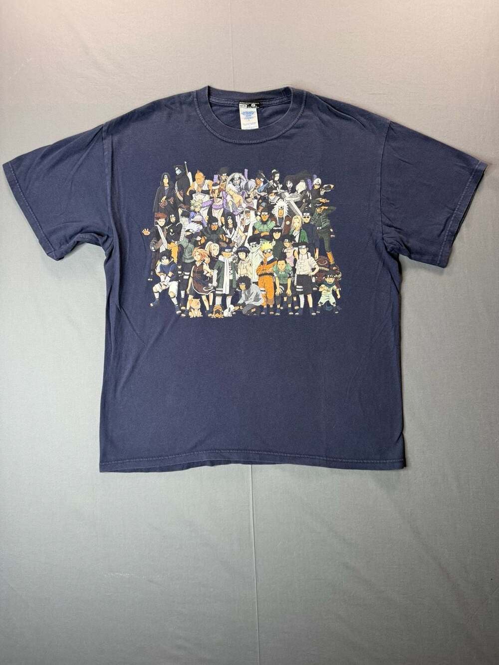 Vintage 2002 Naruto Anime Character Graphic T-Shirt Navy Blue Size Large